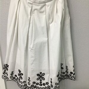 Anthropologie gently worn cotton black and white high low skirt with embroidery